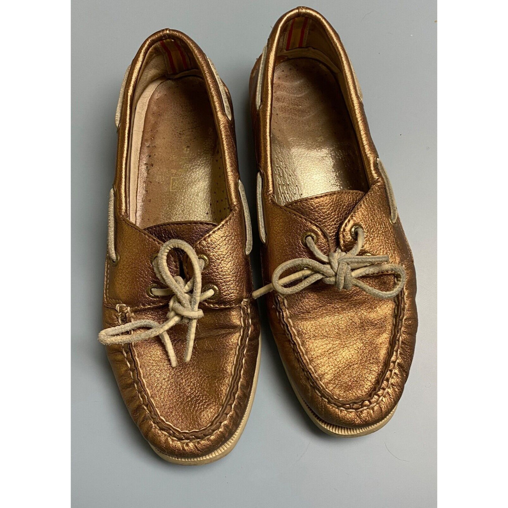Sperry Top-Sider Women's Sz 8M Copper Leather Boat Loafer Shoes